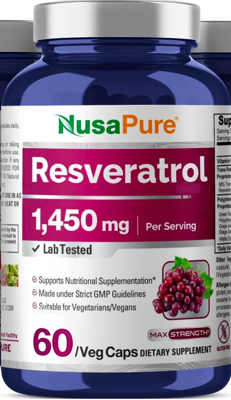 Resveratrol Ultra Plus 1450  MG – Máximo Poder Antioxidante 60 CAPSULAS EE.UU