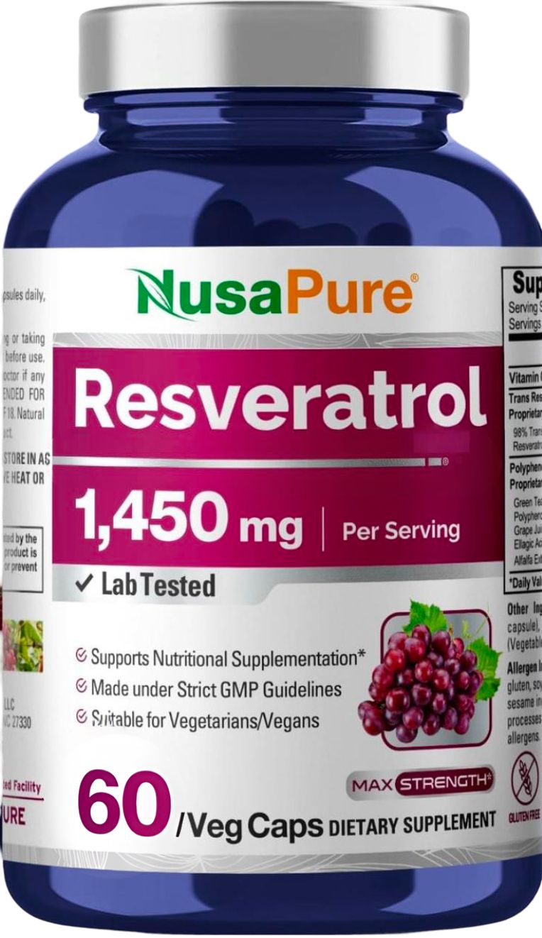 Resveratrol Ultra Plus 1450  MG – Máximo Poder Antioxidante 60 CAPSULAS EE.UU